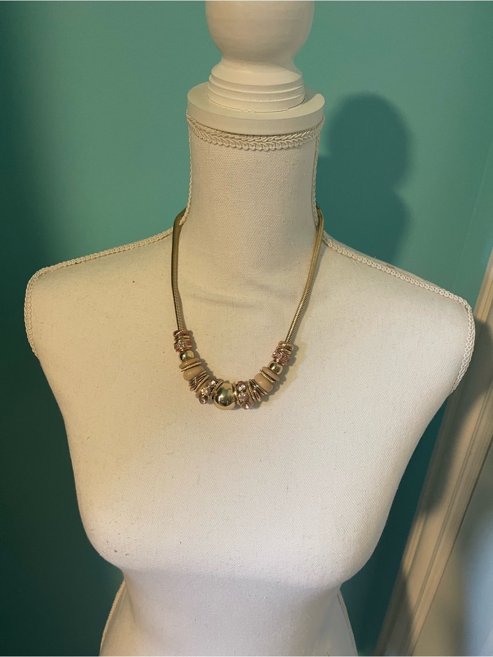 Gold and Rose Gold Bead Statement Necklace